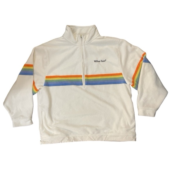 Wilbur Soot Sweater Polaroid Rainbow Size XL Quarter Zip Pull Over Polyester - Picture 1 of 4